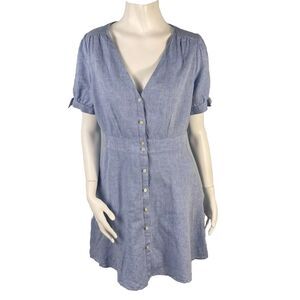 Gap Chambray Linen Blend A-Line Shirt Dress 8 Cottagecore Resortwear Western
